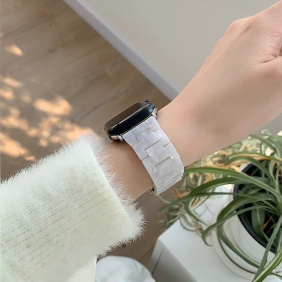 Apple Watch Band White Marble Resin Adjustable Stylish Strap Watch Band - Picture 2 of 4